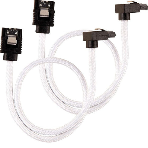 SATA 3.0 Data Cable For Hdd / SSD - Premium White Sleeved SATA 6Gbps 50Cm 90 bend sata Cable